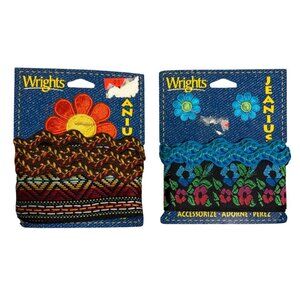 Wrights Jeanius Embelishment Set Jeans Clothing Purses Sew Glue Fuse Trim Floral